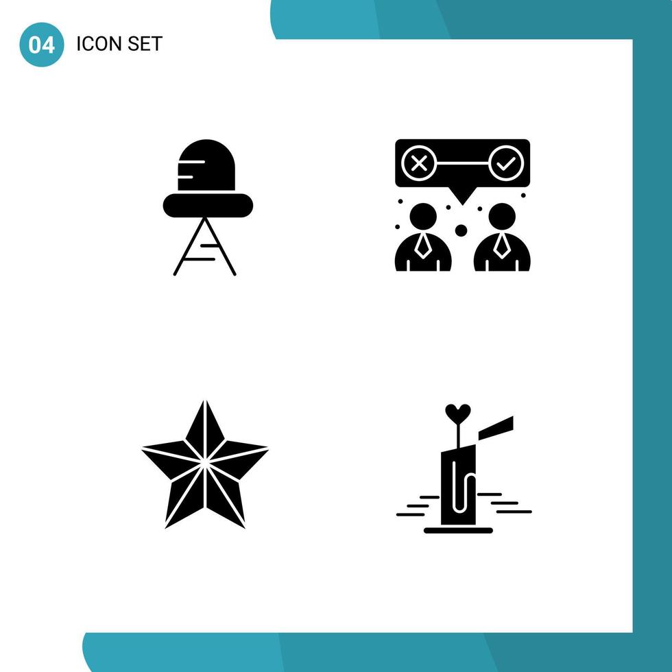 Universal Icon Symbols Group of 4 Modern Solid Glyphs of diode holiday corporate team work candle Editable Vector Design Elements