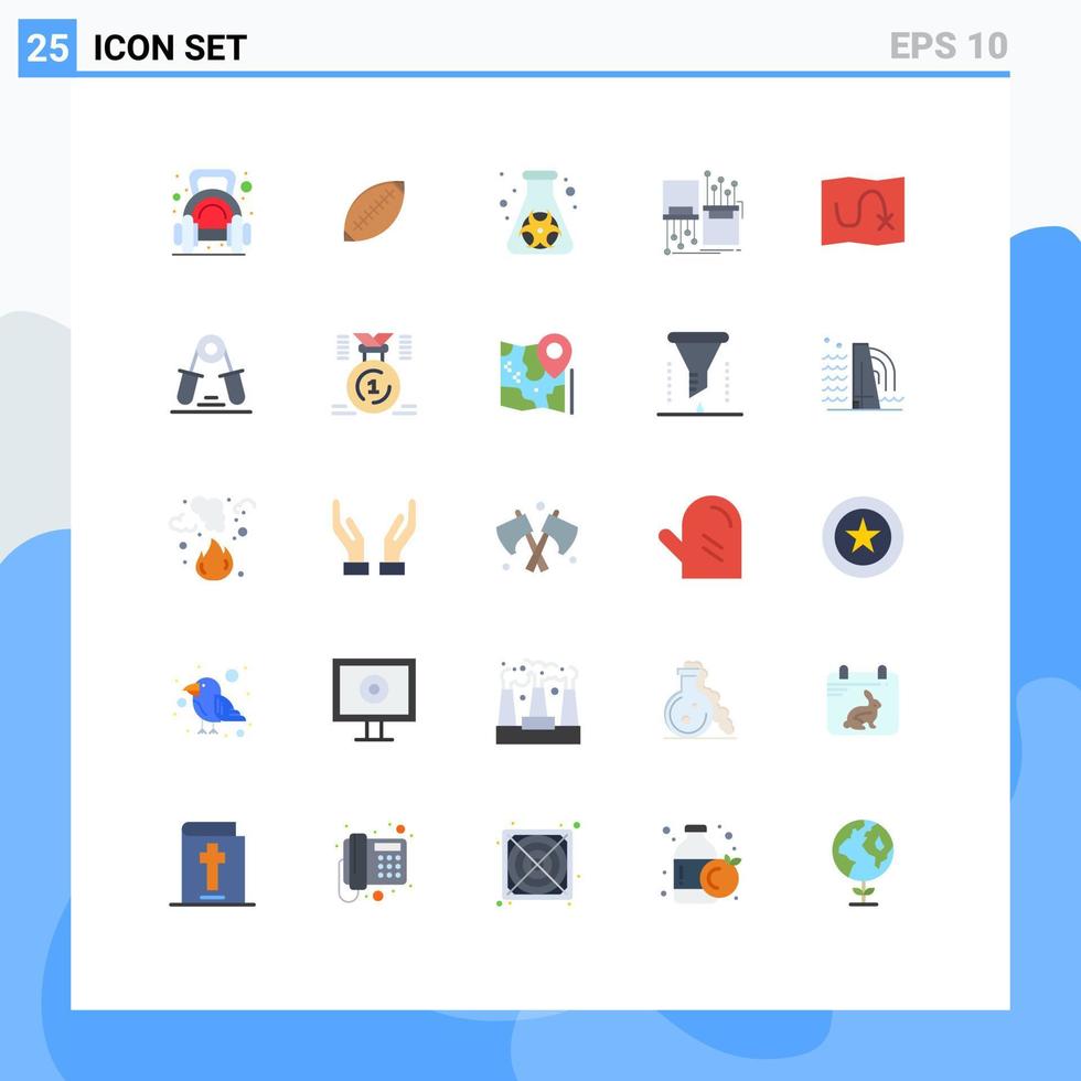 Set of 25 Commercial Flat Colors pack for fiber waste rugby pollution flask Editable Vector Design Elements