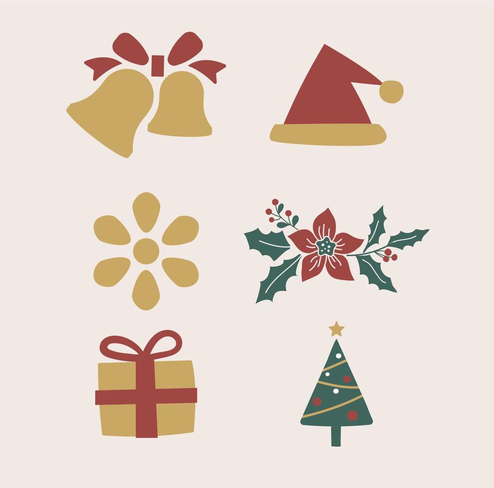 conjunto de elementos de navidad y año nuevo con animales y santa. ilustración vectorial vector