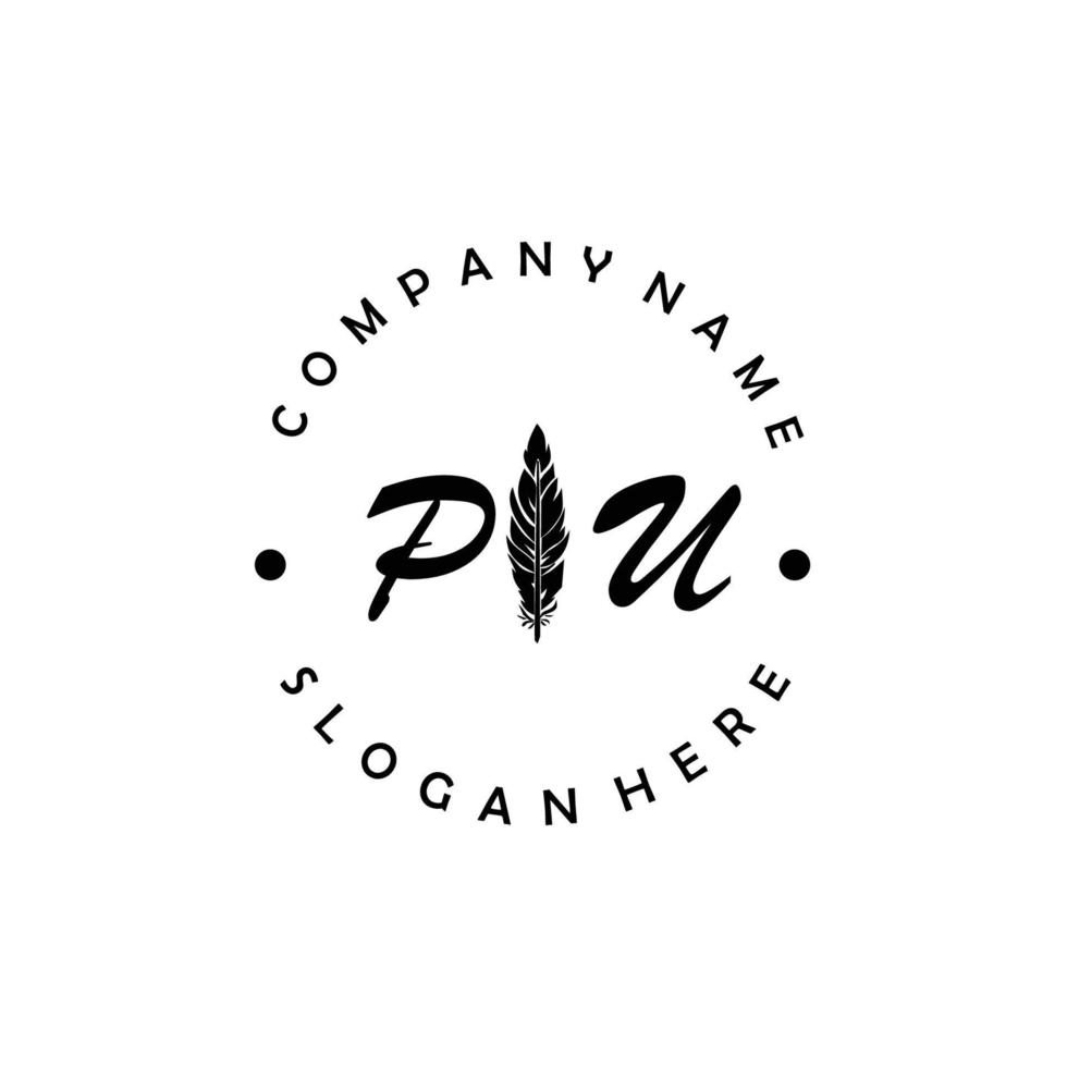 Initial PU letter logo elegant company brand luxury vector