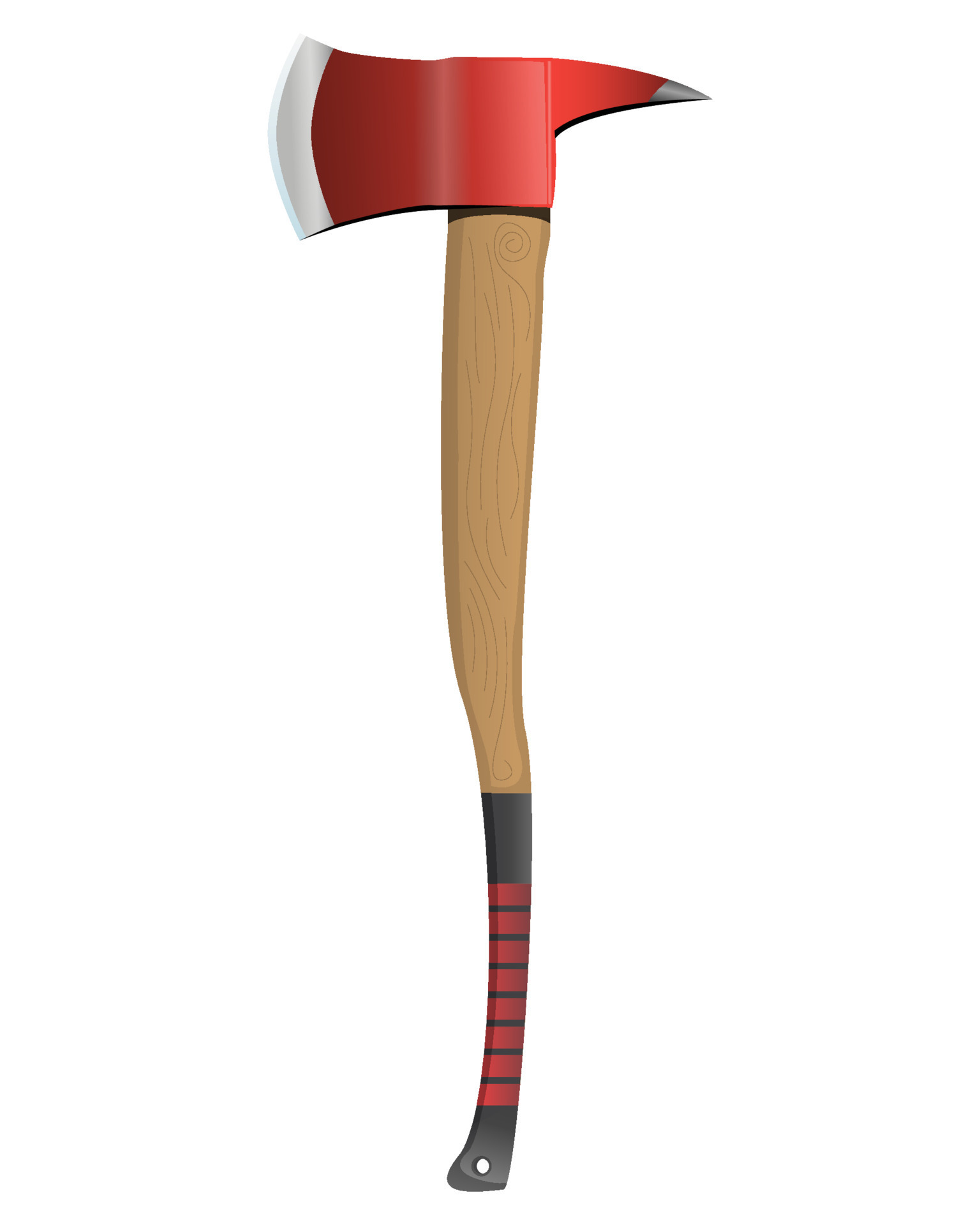 Firefighter axe in realistic style. Red Hatchet. Red fire ax