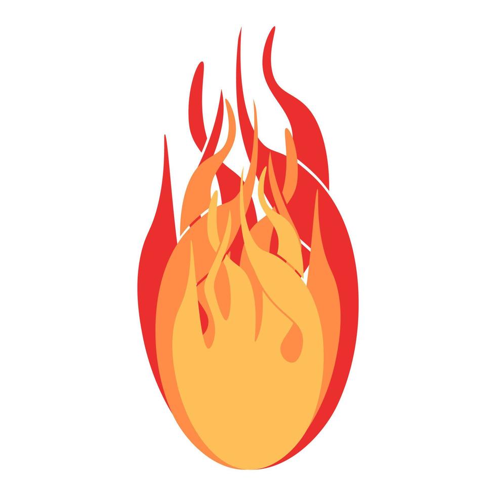 Fireball. Bright burning elements. Colorful vector illustration on a white background.