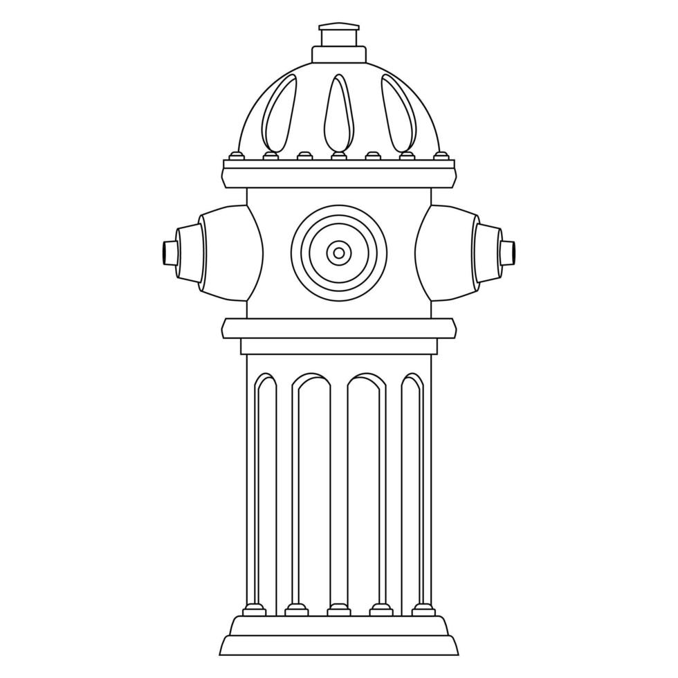 Fire hydrant in line art style. Colorful vector illustration on a white background.