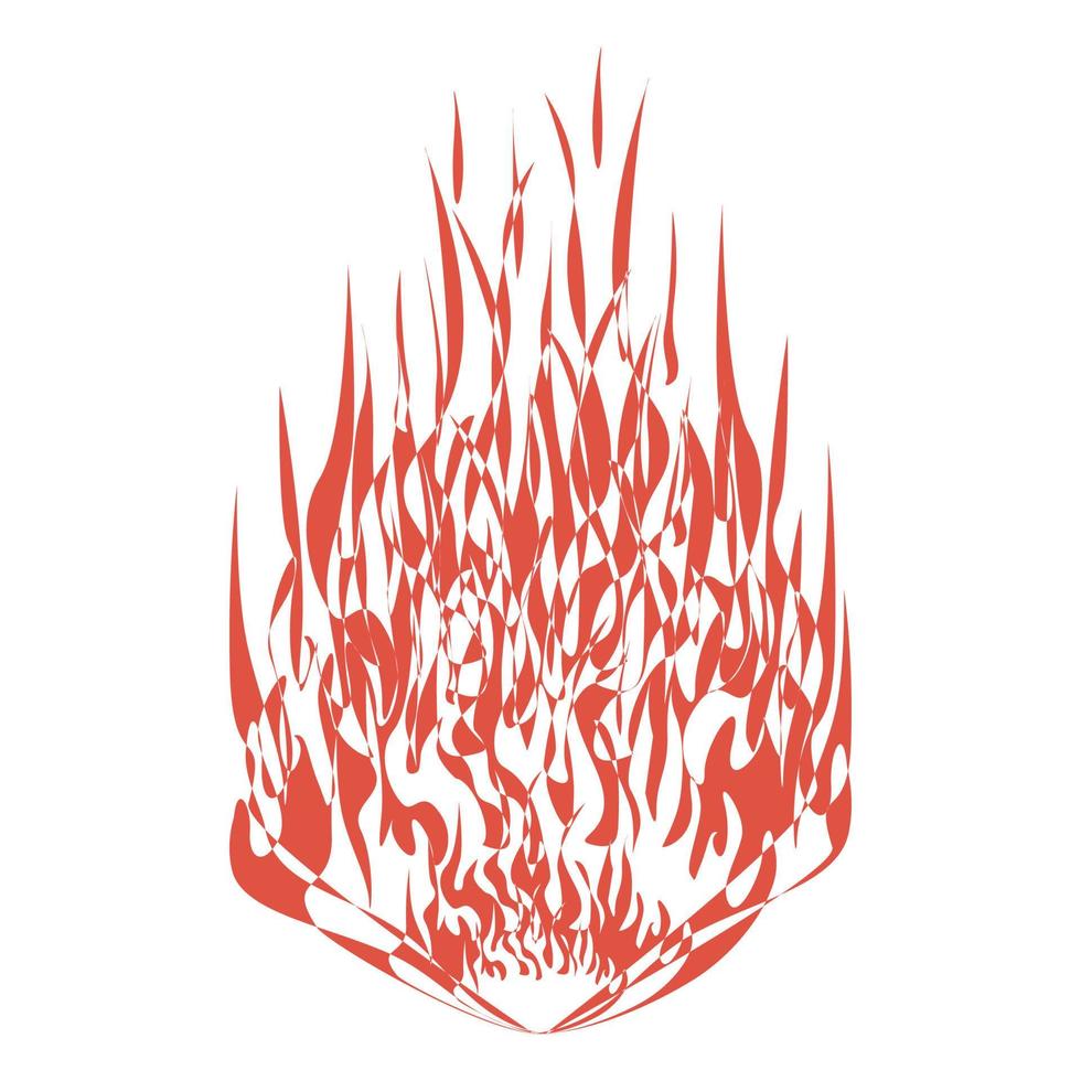 Fire in outline style. Big flame. Bright flaming elements. Colorful vector illustration on a white background.