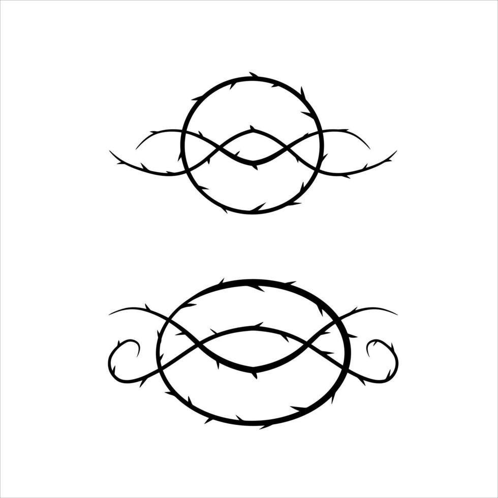 Thorn branch or vine. Natural intertwined pattern. Element of tattoo with spike. vector