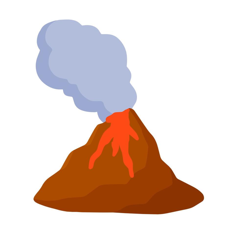 Volcanic eruption. Red hot lava and geological activity. Natural disaster. Destruction of the mountain. vector