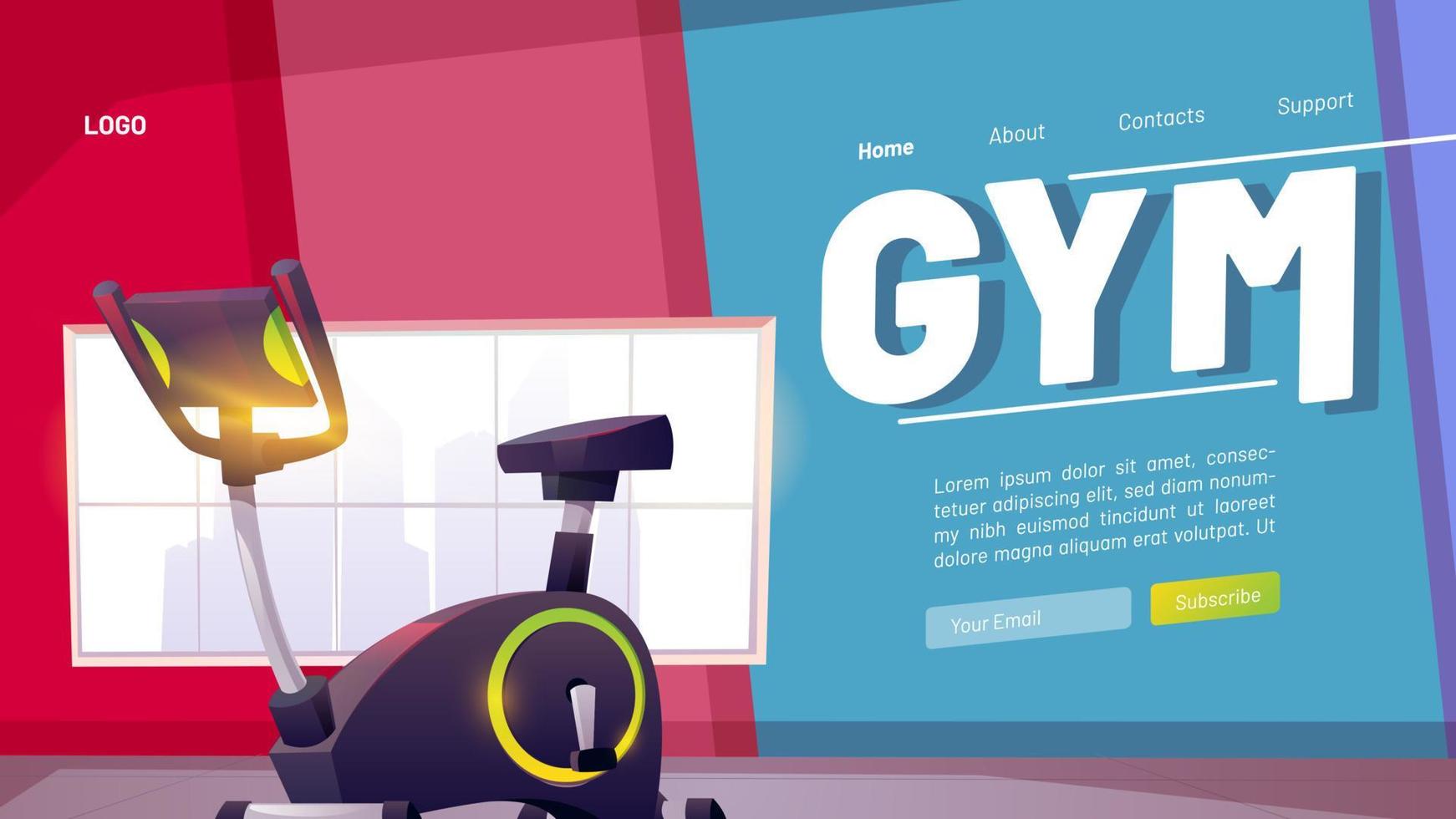 Gym poster, fitness club and online workout vector