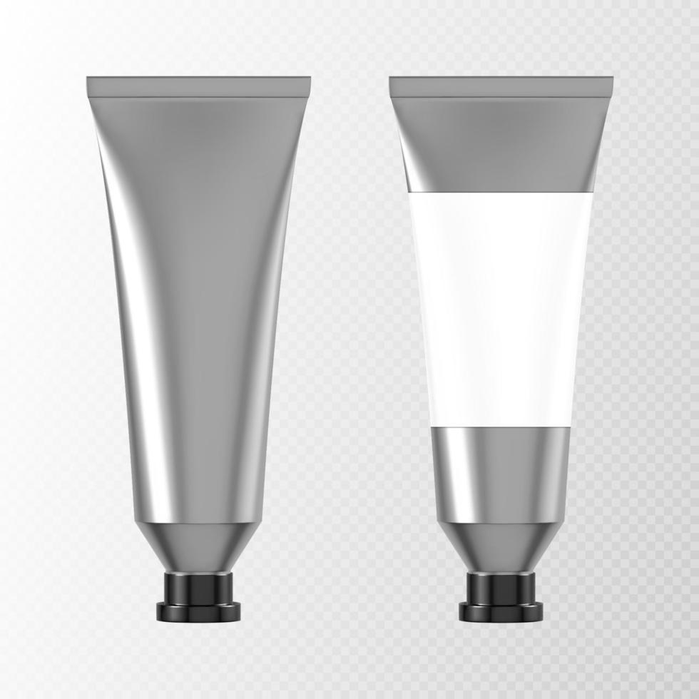 Metal tube for hand cream or paints 3d mockup vector