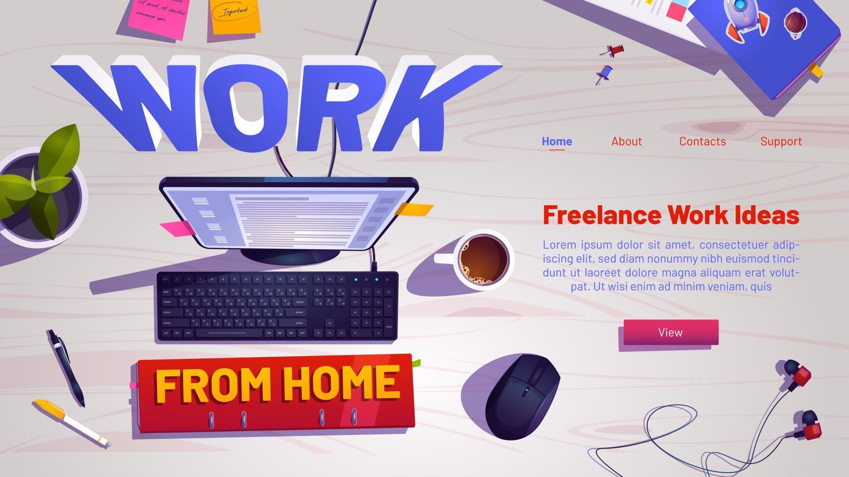 Work from home, online business, freelance vector