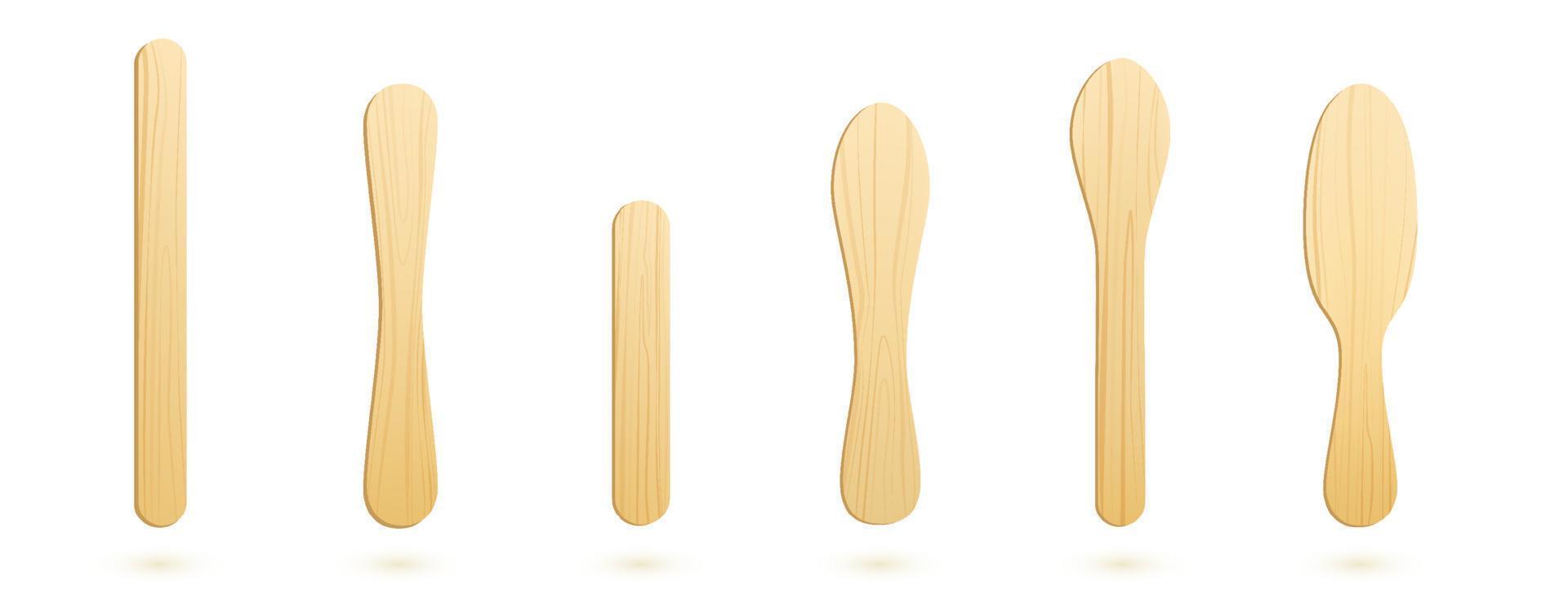 palitos de paleta, elementos de madera para helado vector