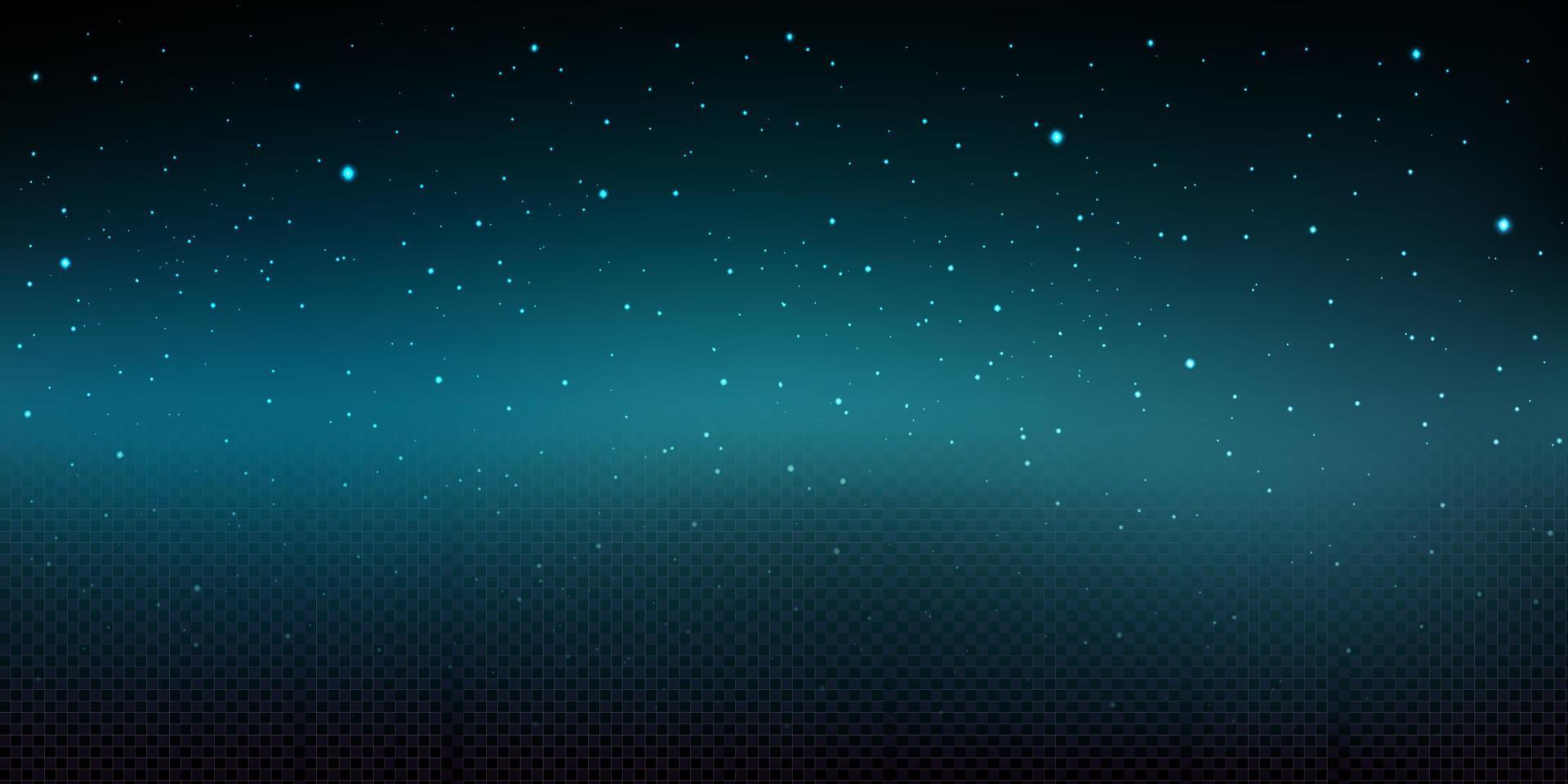 Night sky background with shiny stars, snowfall vector