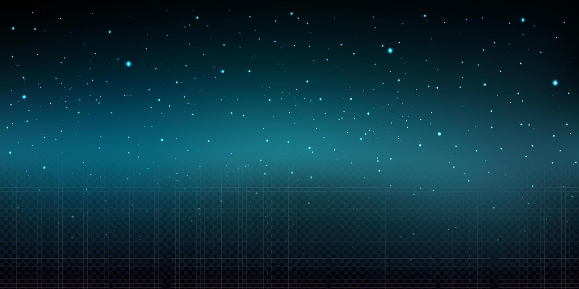 Night sky background with shiny stars, snowfall vector