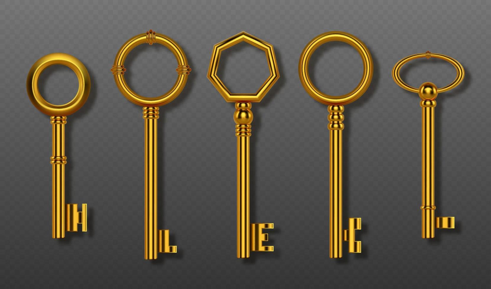 Vector realistic old gold keys collection