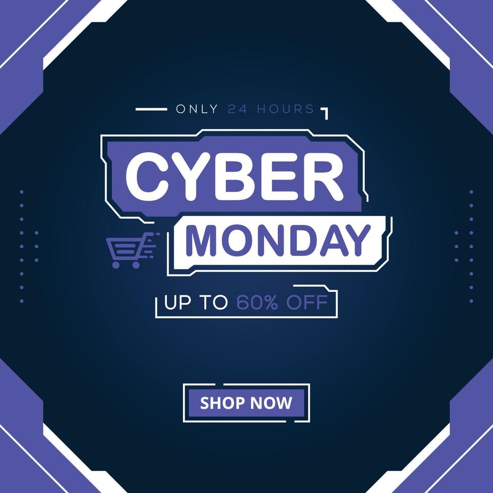 Cyber monday banner sale social media post template design business promotion vector