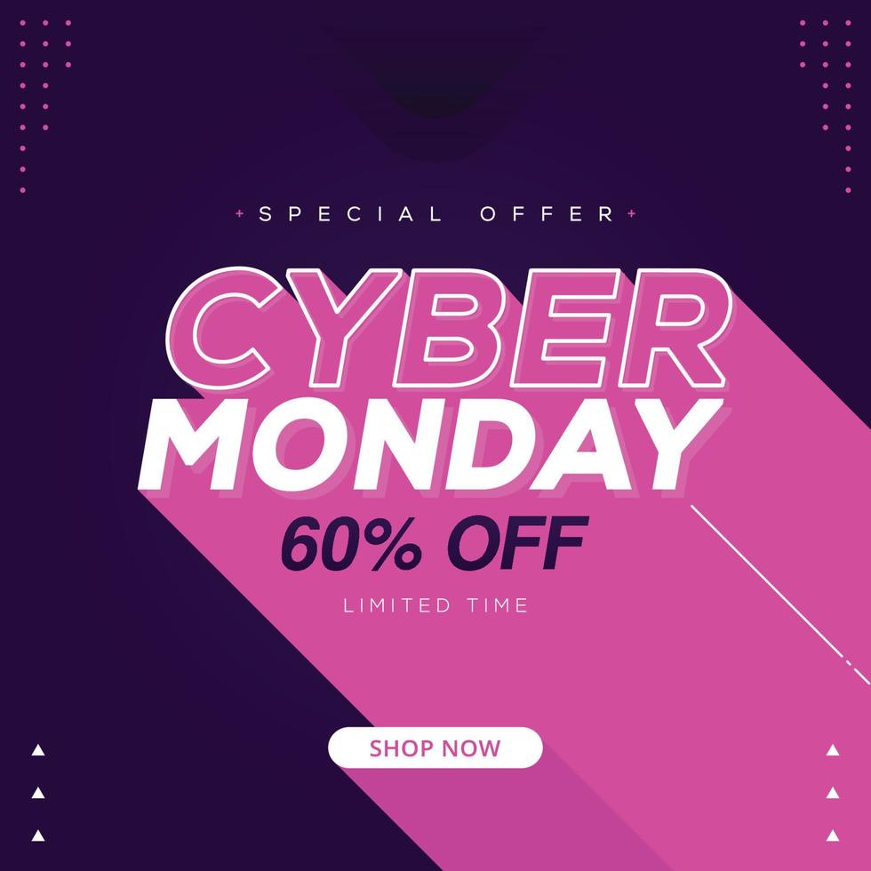 Cyber monday banner sale social media post template design business promotion vector