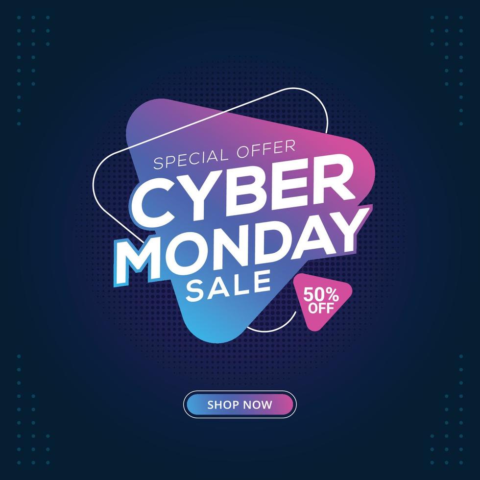 Cyber monday banner sale social media post template design business promotion vector