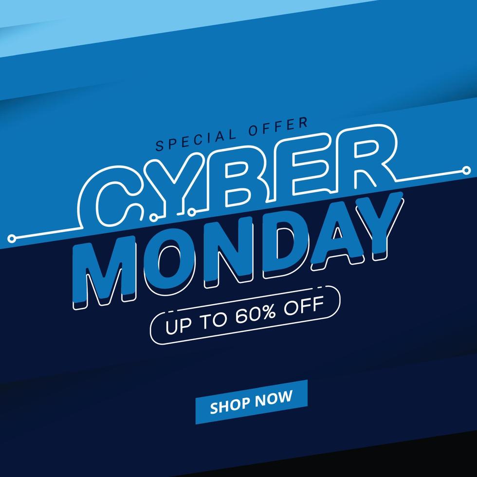 Cyber monday banner sale social media post template design business promotion vector