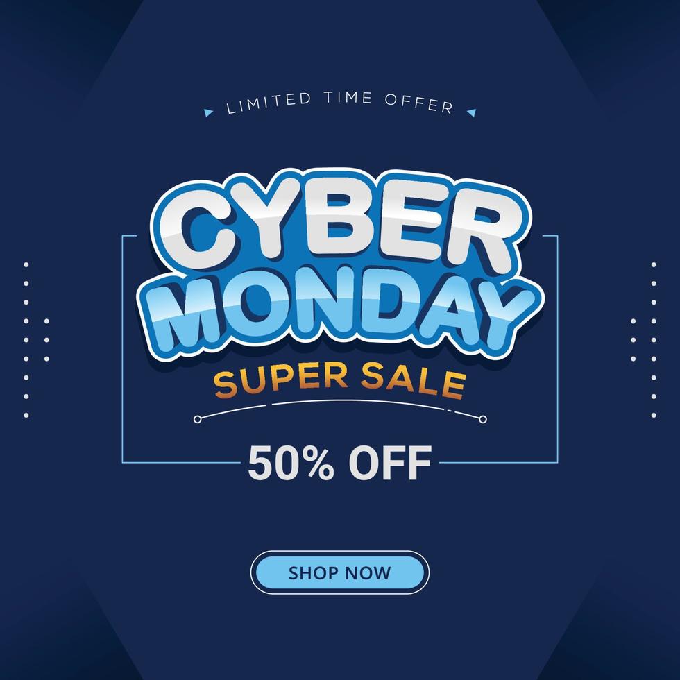 Cyber monday banner sale social media post template design business promotion vector