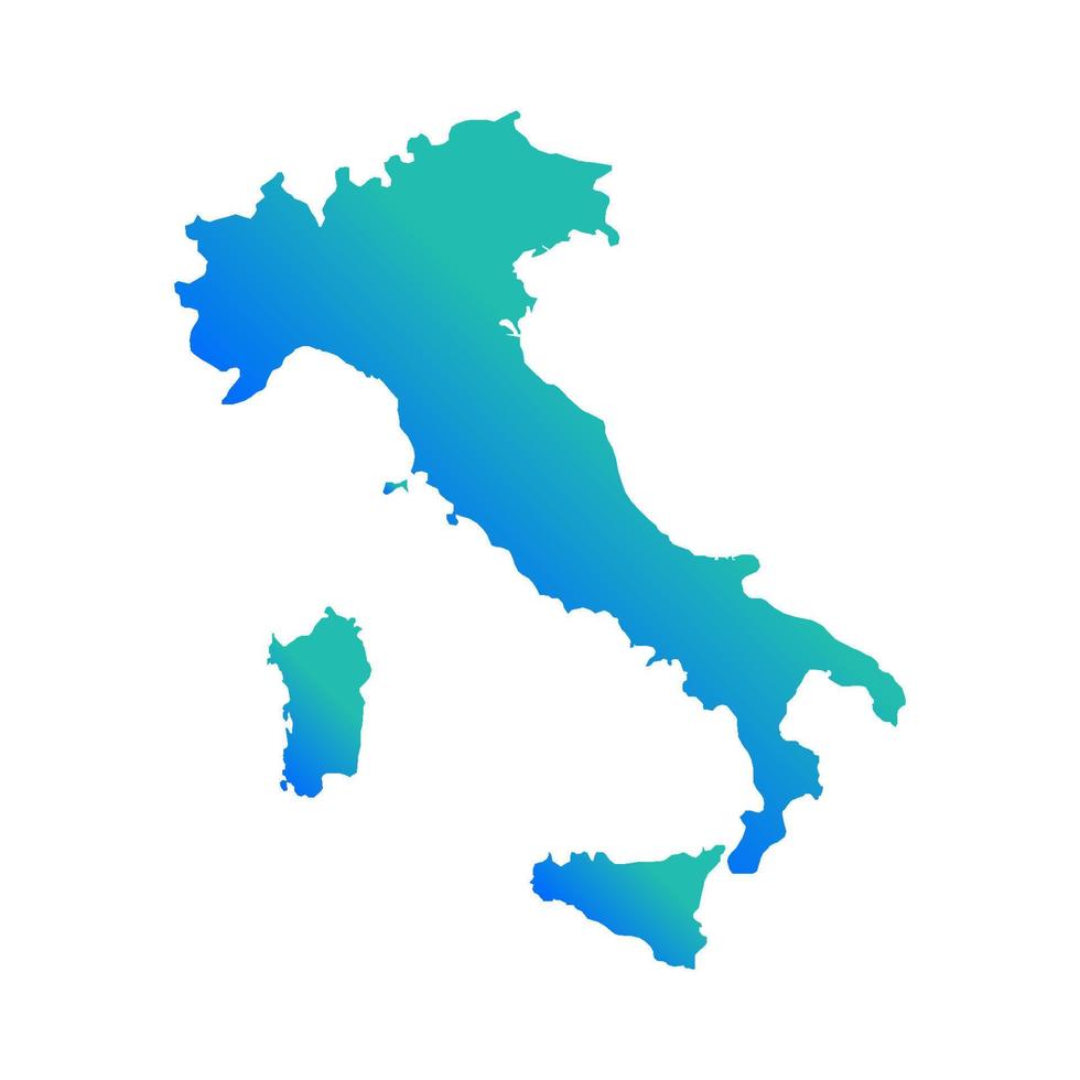 Italia mapa silueta con bandera sobre fondo blanco. vector
