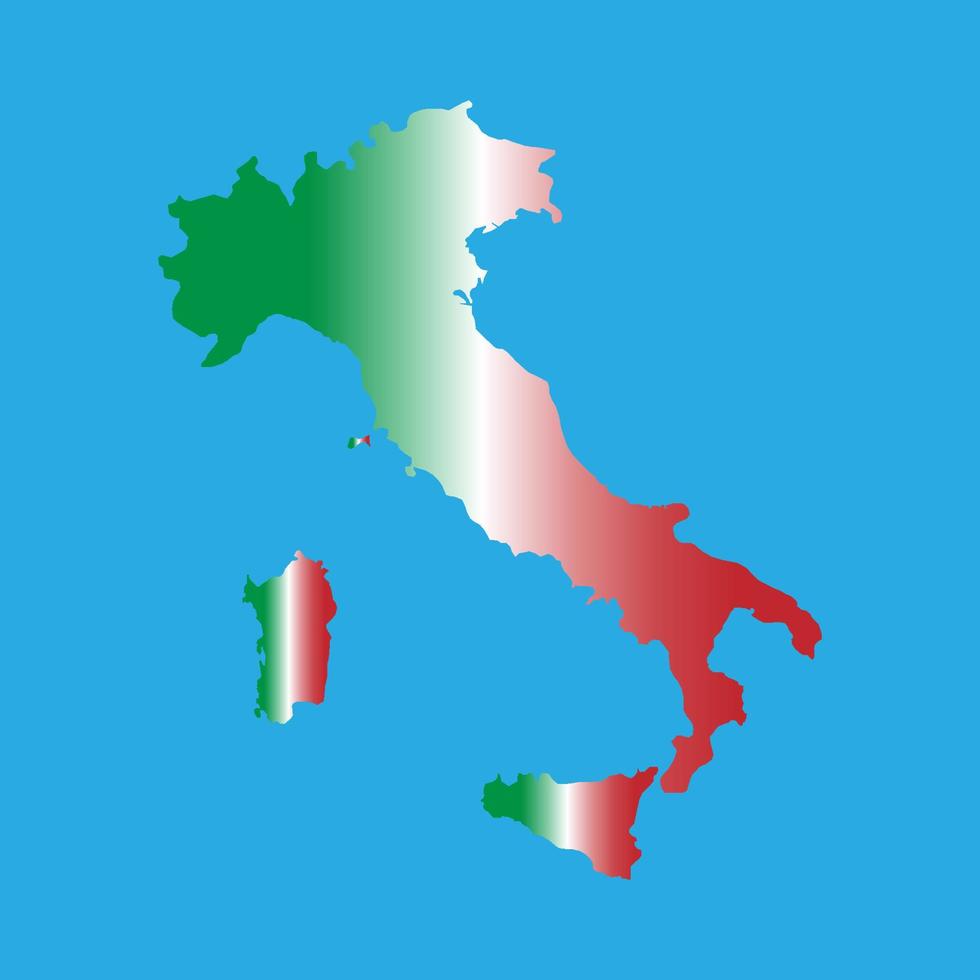 Italy map flag vector silhouette background