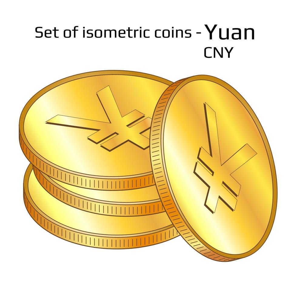 Set Of Gold Digital Coins In Stack Yuan CNY In Isometric View Isolated set-of-gold-digital-coins-in-stack-yuan-cny-in-isometric-view-isolated