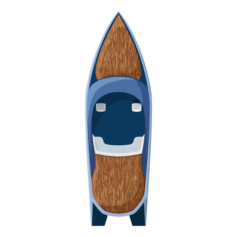 Expensive motor yacht isolated on white. Speedboat lined with wood. Vector EPS10.