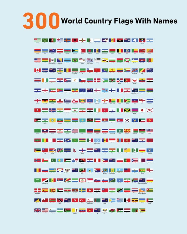 All country flags name  in the world vector