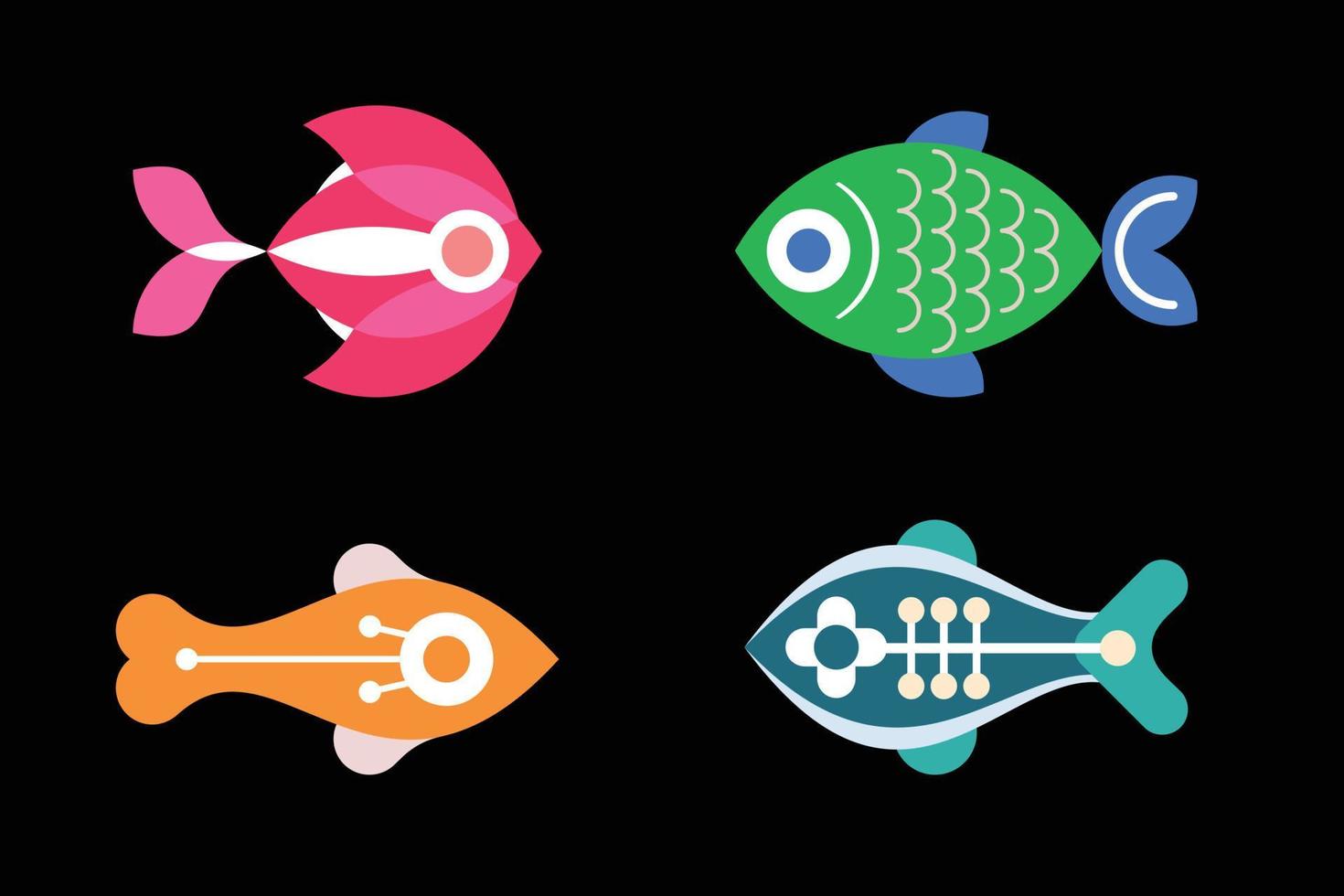 ilustración de vector de peces de color pequeño