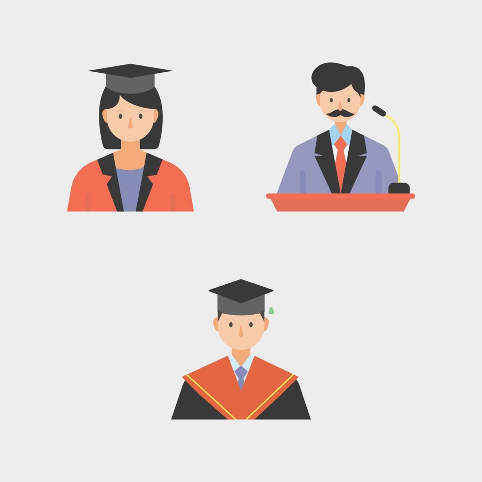 conjunto de iconos planos de universidad vector gratis