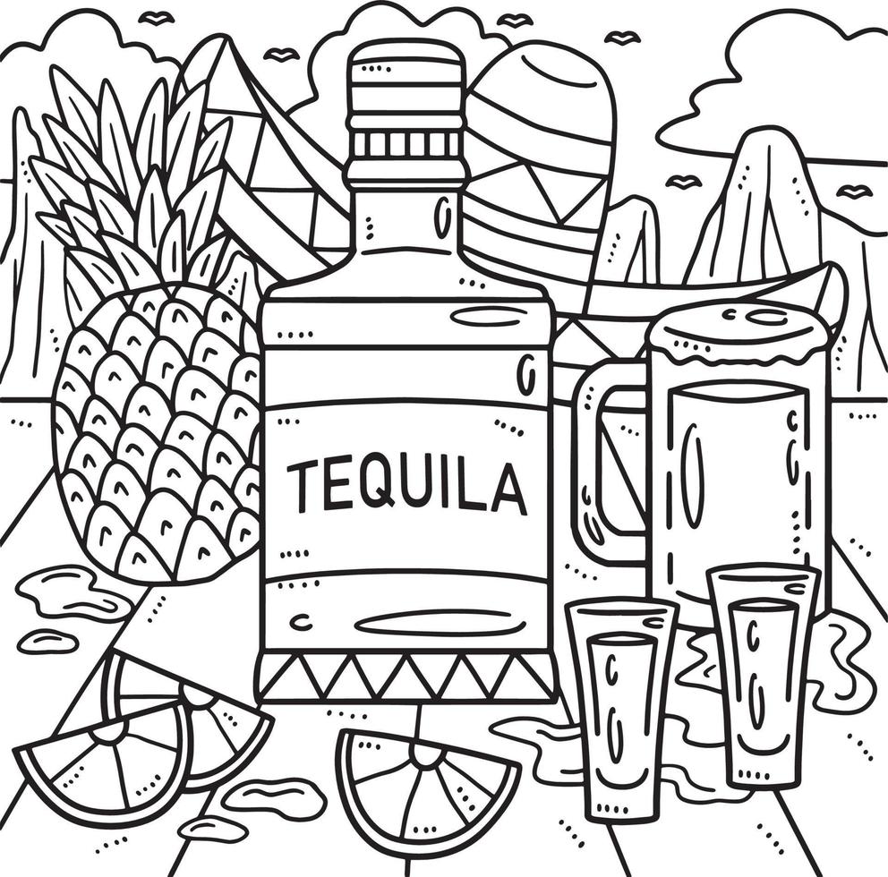 Cinco de Mayo Mexican Drinks Coloring Page vector