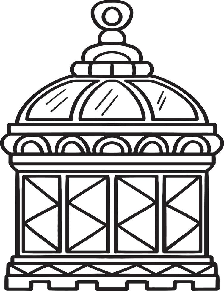 Ramadan Lantern Isolated Coloring Page for Kids vector