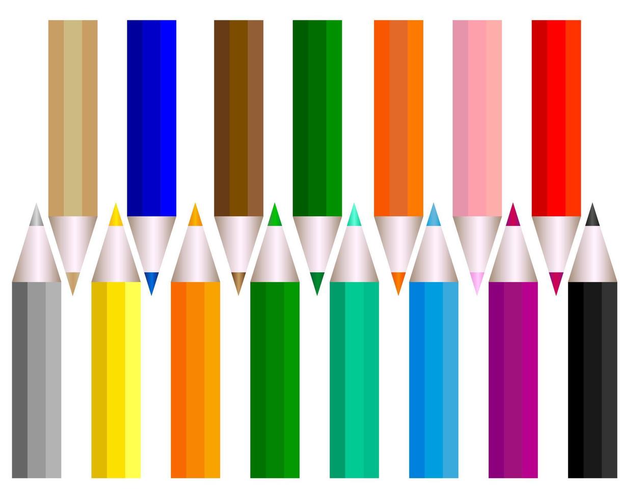 juego de lapices de diferentes colores para pintar sobre papel vector
