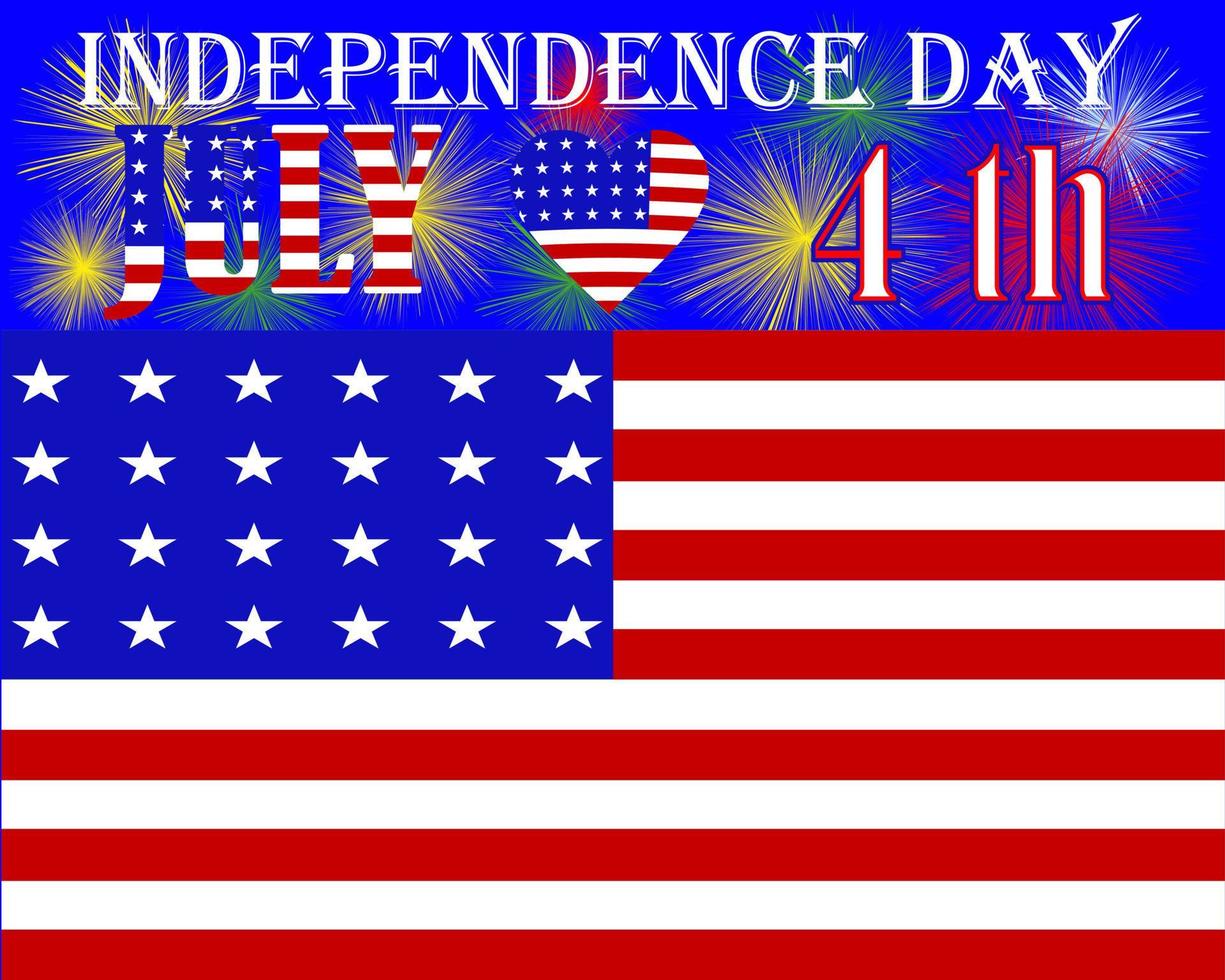 US Independence Day celebration in the background heart flag vector