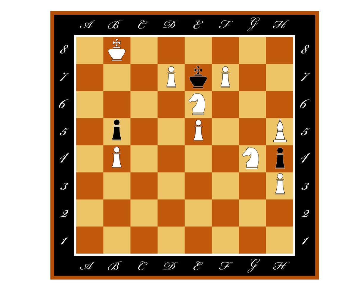chess board with figures testify mate in three moves vector