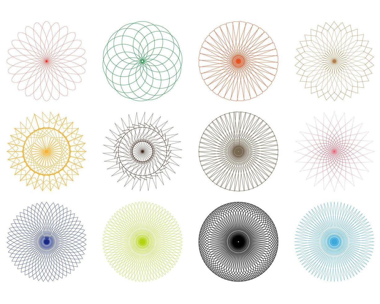 diferentes formas geométricas de diferentes colores sobre un fondo blanco vector