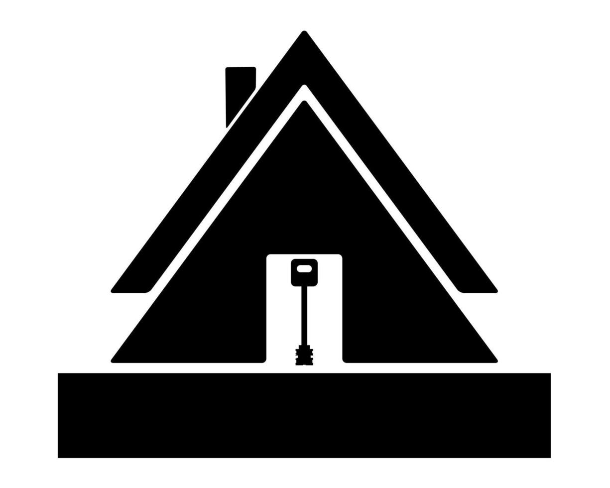 silueta negra de una casa residencial con llave vector