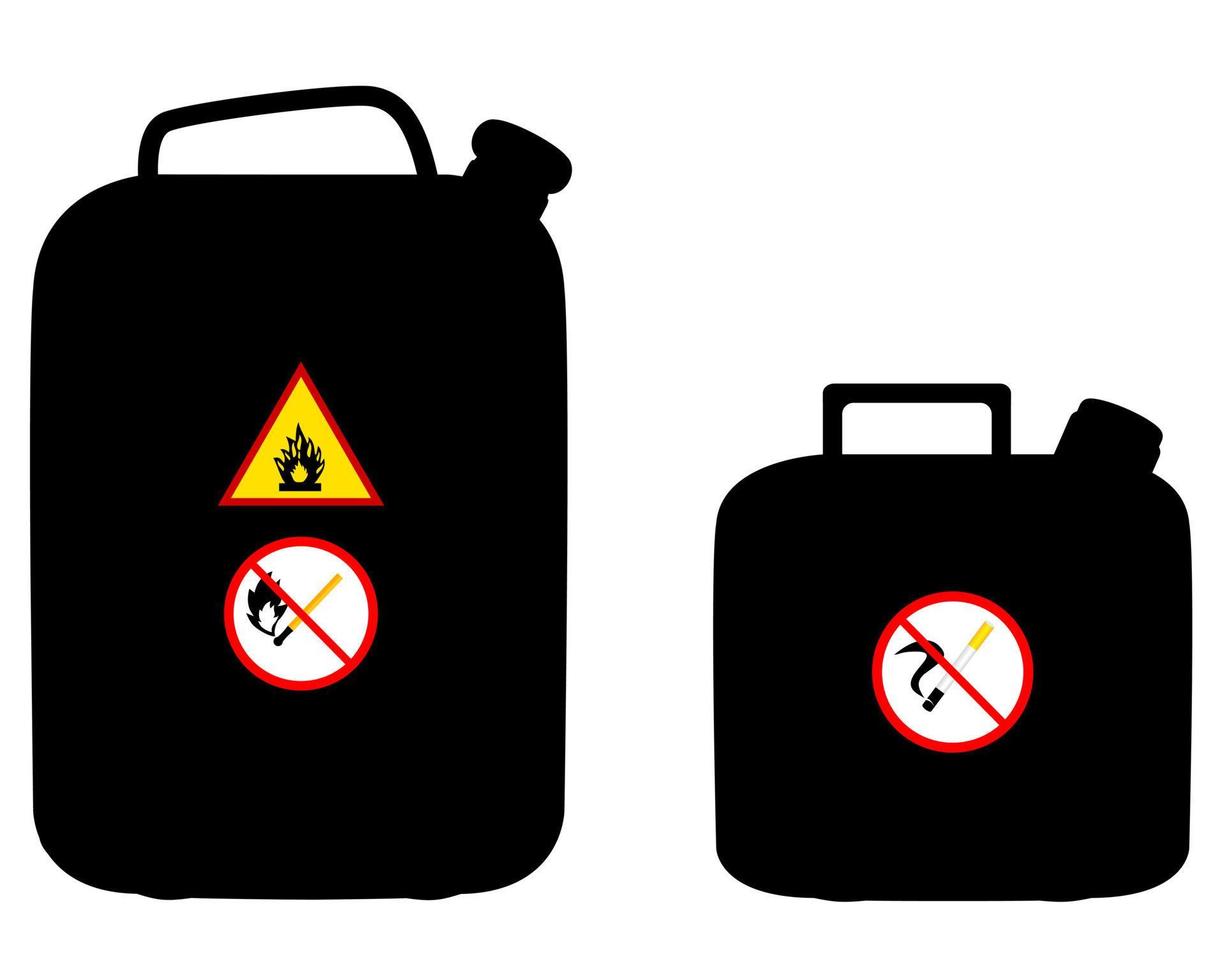 two canisters of fuel and the prohibitory signs vector