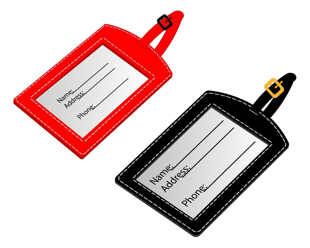 are two different name badge with the name address and telephone number vector