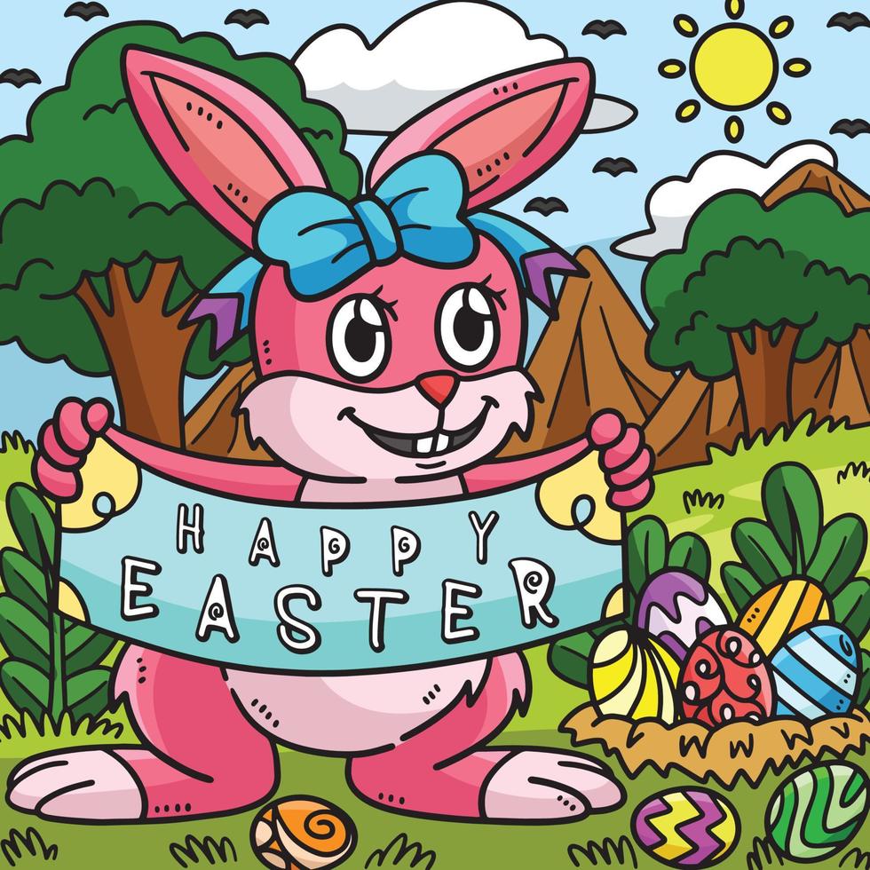 Happy Easter Bunny Colored Cartoon Illustration vector