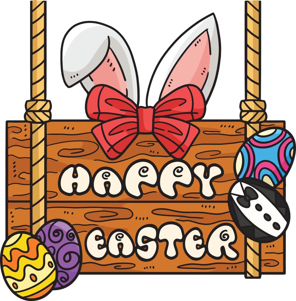Happy Easter Cartoon Colored Clipart Illustration vector