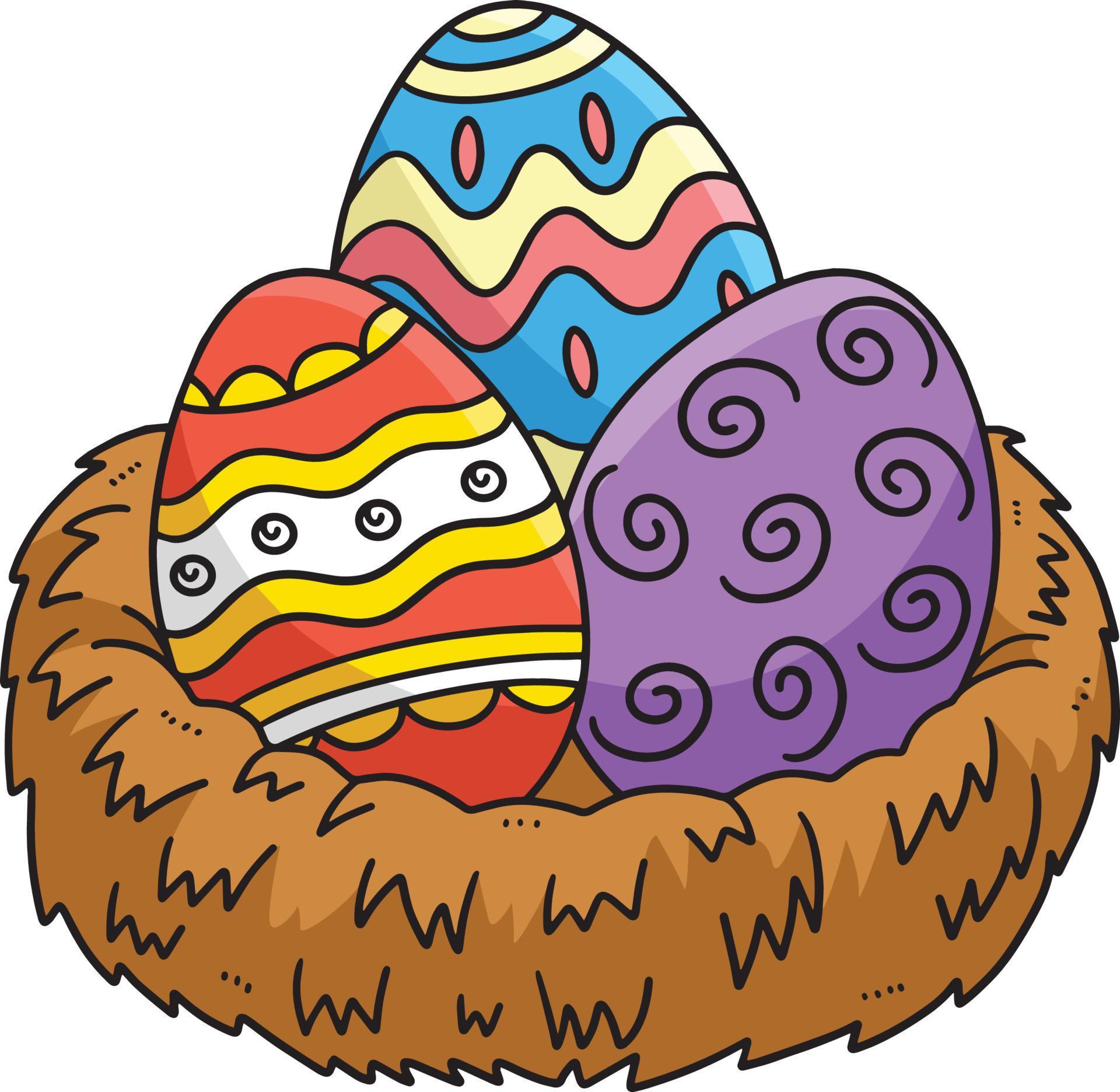 Easter Eggs in Nest Cartoon Colored Clipart 14743609 Vector Art at Vecteezy