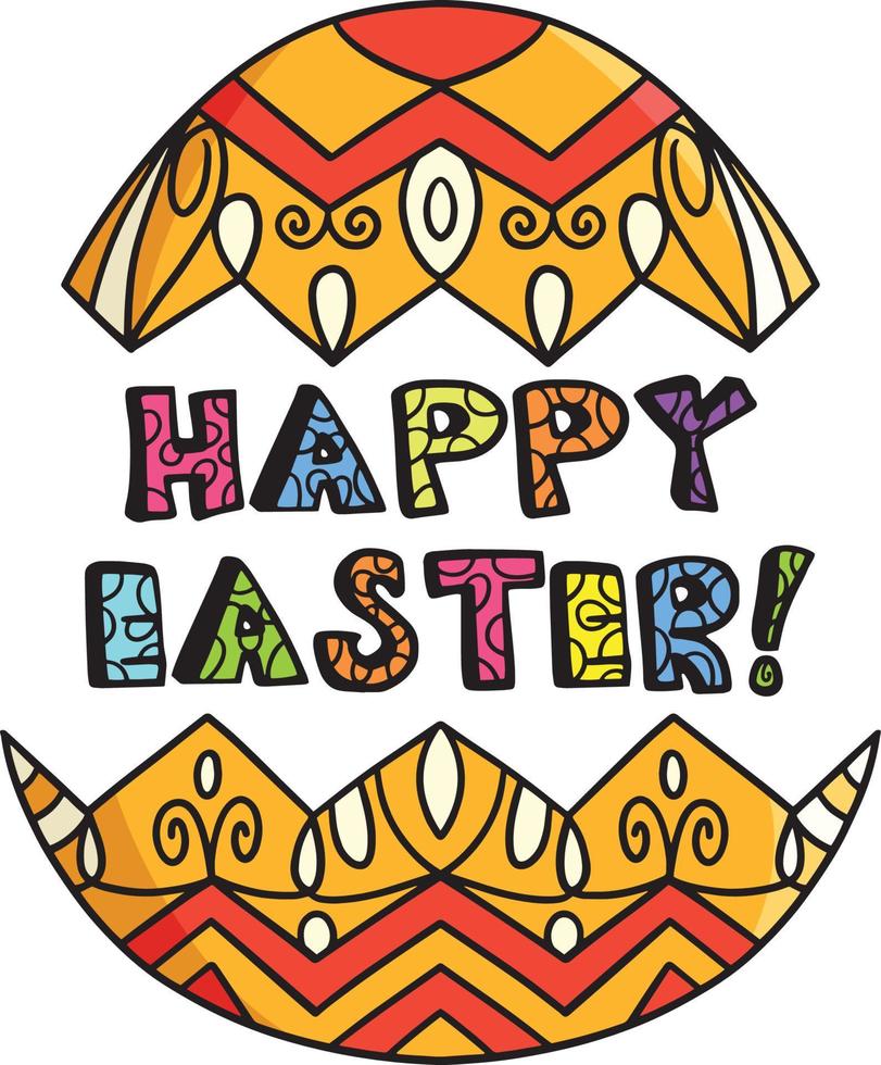 Happy Easter Egg Cartoon Colored Clipart vector