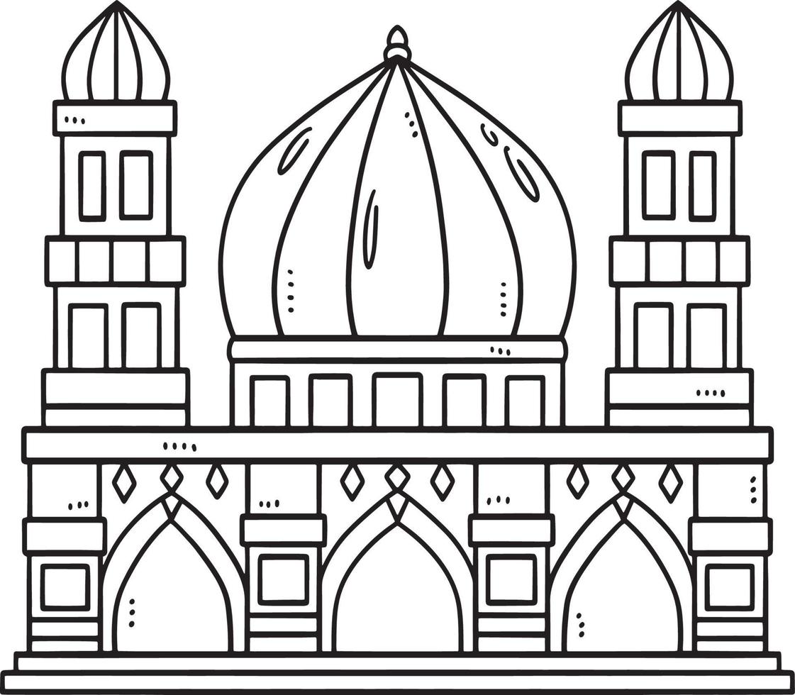 Ramadan Mosque Isolated Coloring Page for Kids vector