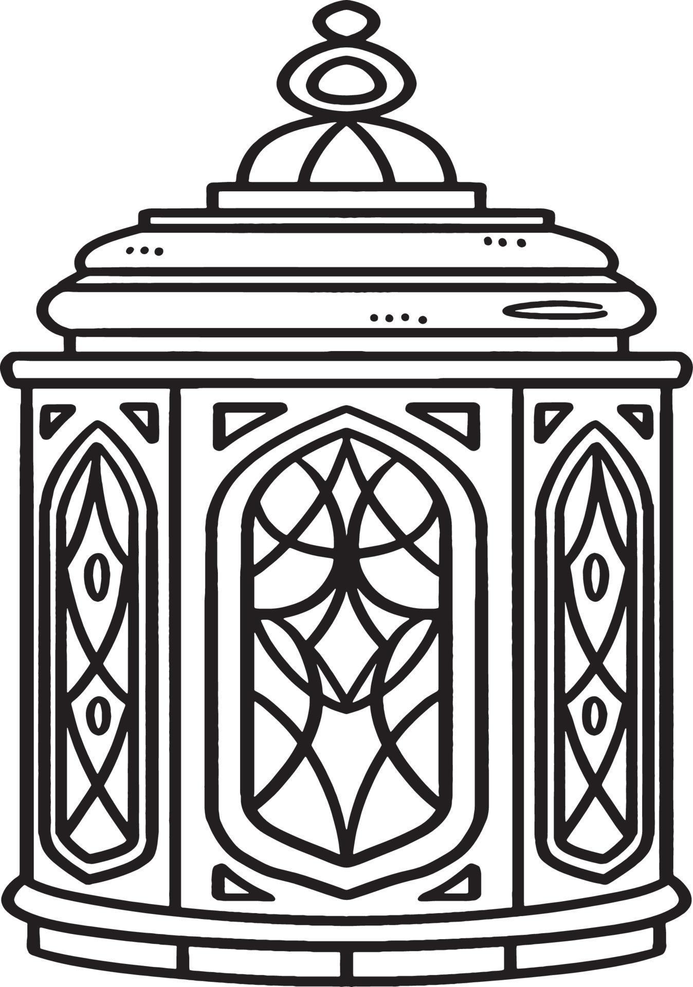Ramadan Lantern Isolated Coloring Page for Kids 14743630 Vector Art at