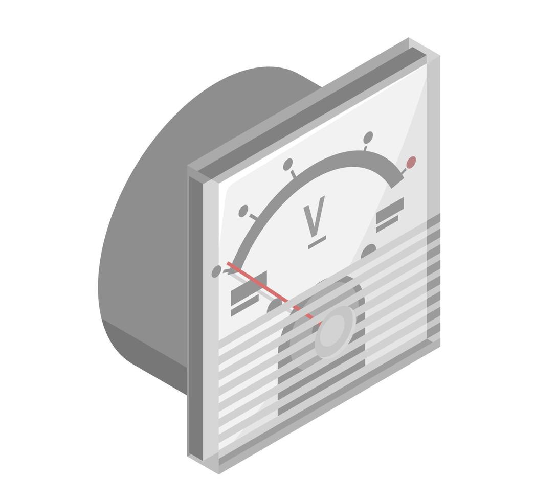 volt gauge meter electronic element isometric isolated wite background vector