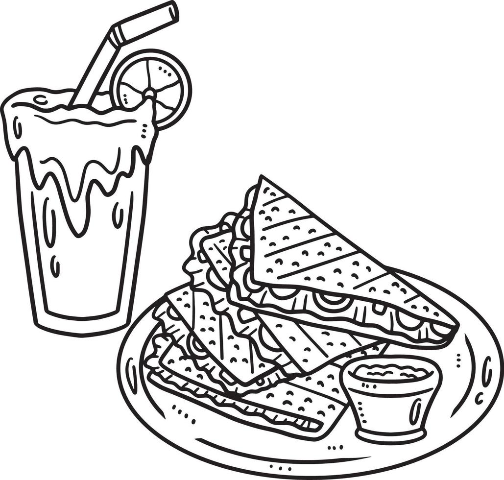 cinco de mayo quesadillas aislado página para colorear vector