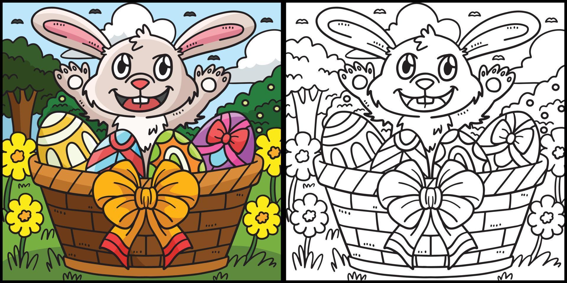 Bunny Easter Eggs in the Basket Illustration vector