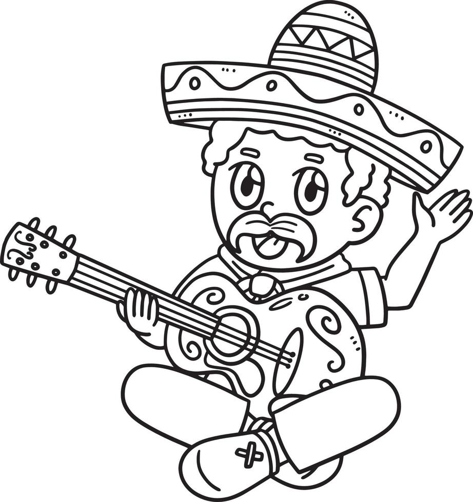 Cinco de Mayo Mexican Man Playing Guitar Isolated vector