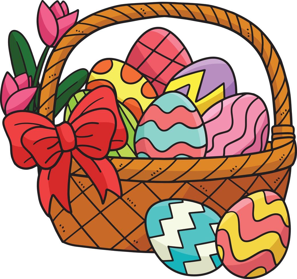 Easter Eggs Basket Cartoon Colored Clipart 14743699 Vector Art at ...