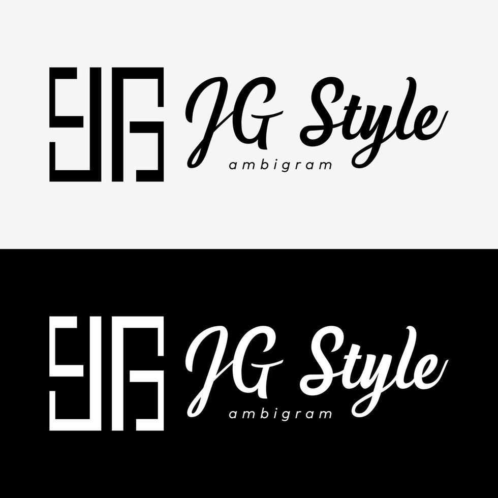 Letter JG 96 Monogram Alphabet Modern Style Elegant Luxury Icon Symbol Brand Identity Logo Design Vector